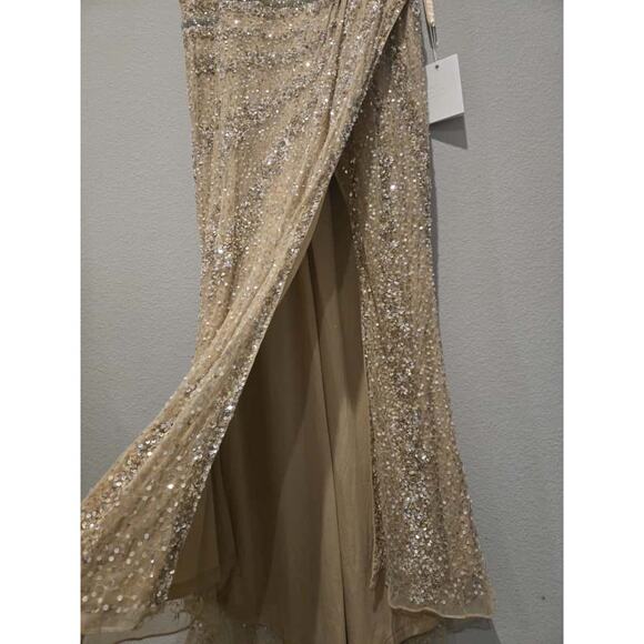 Mac Duggal Women's 5619 Plus Size 20 Nude Beige Beaded Sequin Gown Formal Dress - Picture 5 of 16